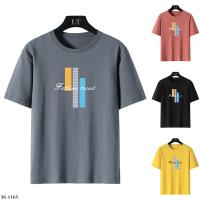 M36-1165 夏季大碼男士印花圓領短袖T恤