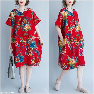 MHX50366 胖MM大碼中國風短袖連衣裙